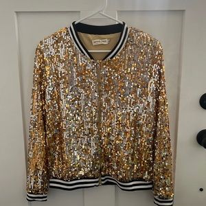 Gold Sequin Zip up